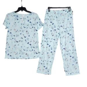 Charter Club Cotton Pajama Set Short Sleeve Top and Capri Pants XS Soft Cozy